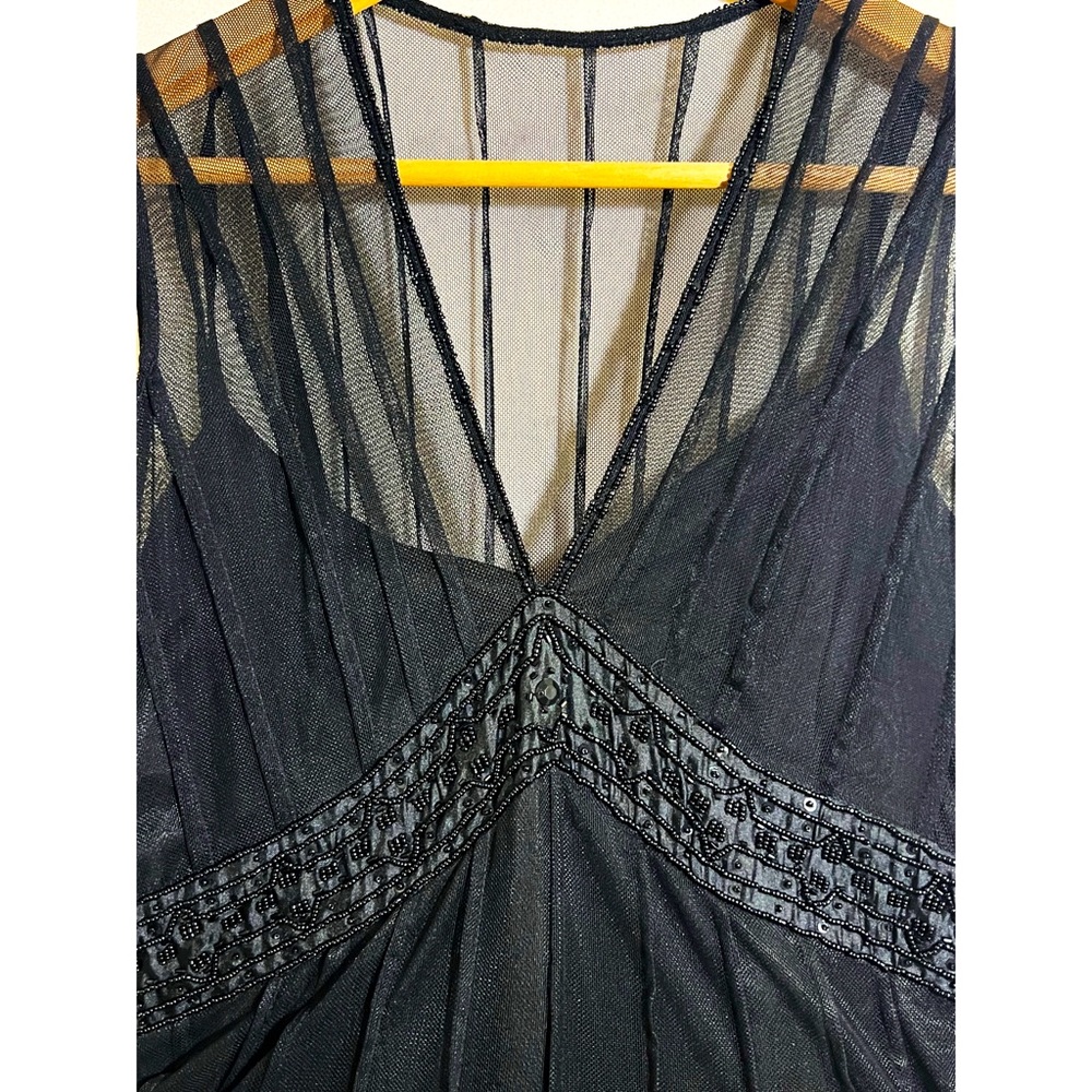 ICE Black sleveless beaded illusion cocktail/evening dress - Size 4